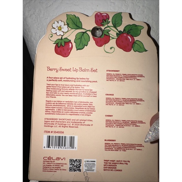 NWT Strawberry Shortcake CélaVi Berry Sweet 4-Piece Lip Balm Set – Flavored - Picture 4 of 4